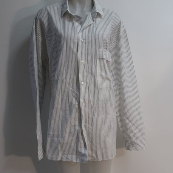Mens Hugo Boss White, Black Striped Button Down Top XL - Picture 3 of 12